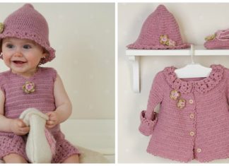 Little Miss Berry Cardigan Hat Set Crochet Free Patterns