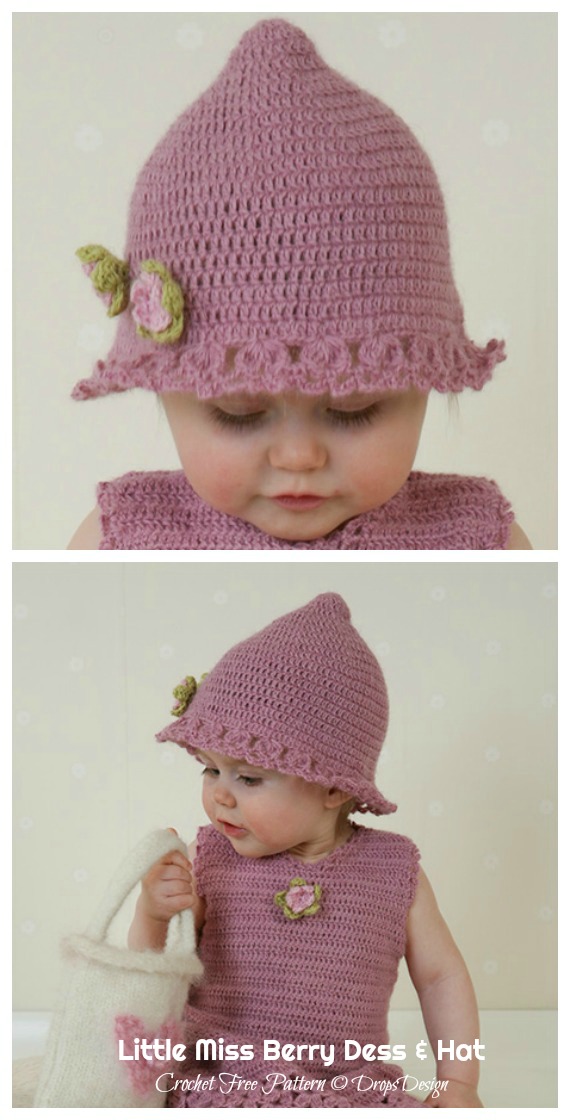 Little Miss Berry Cardigan Hat Set Crochet Free Patterns