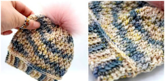 Newborn Pom Beanie Hat Crochet Free Pattern - Baby #Beanie; Hat Free #Crochet; Patterns