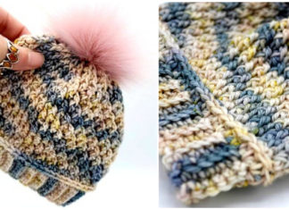 Newborn Pom Beanie Hat Crochet Free Pattern - Baby #Beanie; Hat Free #Crochet; Patterns