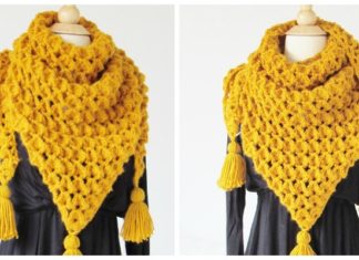 Rose Petals Scarf Crochet Free Pattern- Triangle #Scarf; Free #Crochet; Patterns