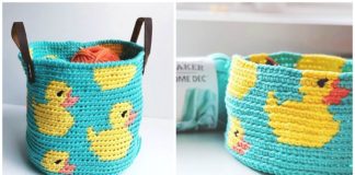 Rubber Ducky Basket Crochet Free Pattern- Storage #Basket; Free #Crochet; Patterns