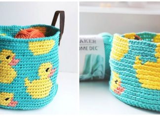 Rubber Ducky Basket Crochet Free Pattern- Storage #Basket; Free #Crochet; Patterns