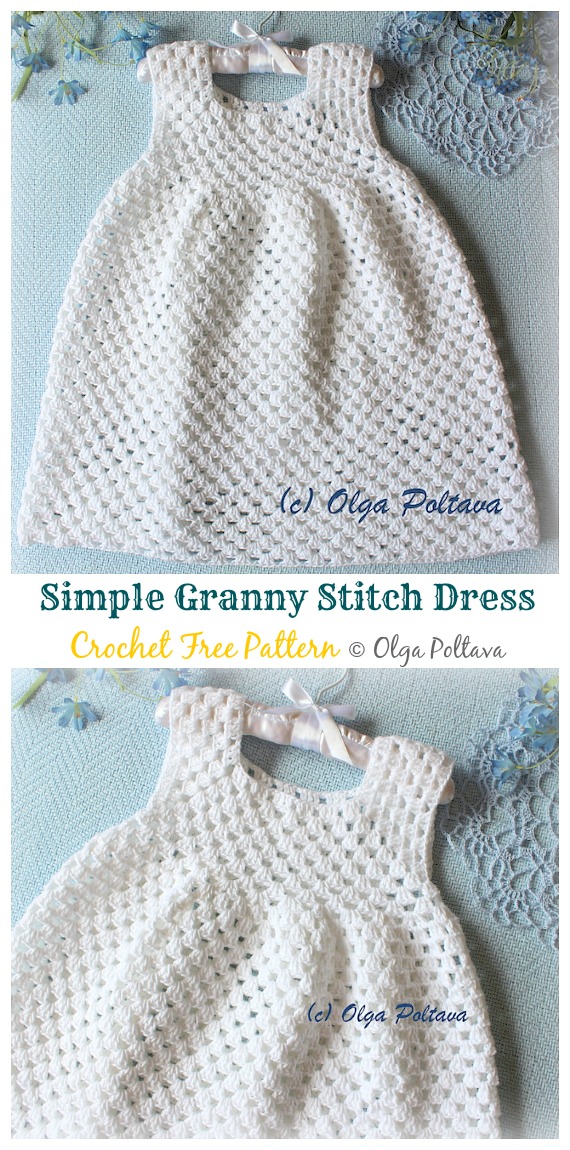 Simple Granny Stitch Dress Crochet Free Pattern - Girl #Dress Free #Crochet Patterns