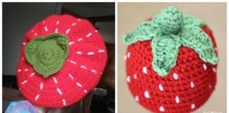 Strawberry Hat Crochet Free Patterns - Kids #Beanie; Hat Free #Crochet; Patterns