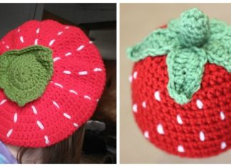 Strawberry Hat Crochet Free Patterns - Kids #Beanie; Hat Free #Crochet; Patterns