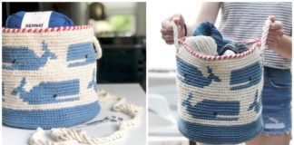 Tapestry Whale Basket Crochet Free Pattern - Storage #Basket; Free #Crochet; Patterns