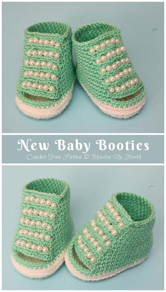 Beaded New Baby Booties Crochet Free Pattern - Baby #Booties; Free #Crochet; Patterns