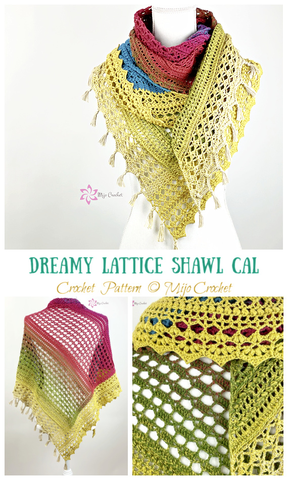 Dreamy Lattice Shawl CAL Crochet Pattern- Trendy Women #Shawl; #Crochet; Patterns