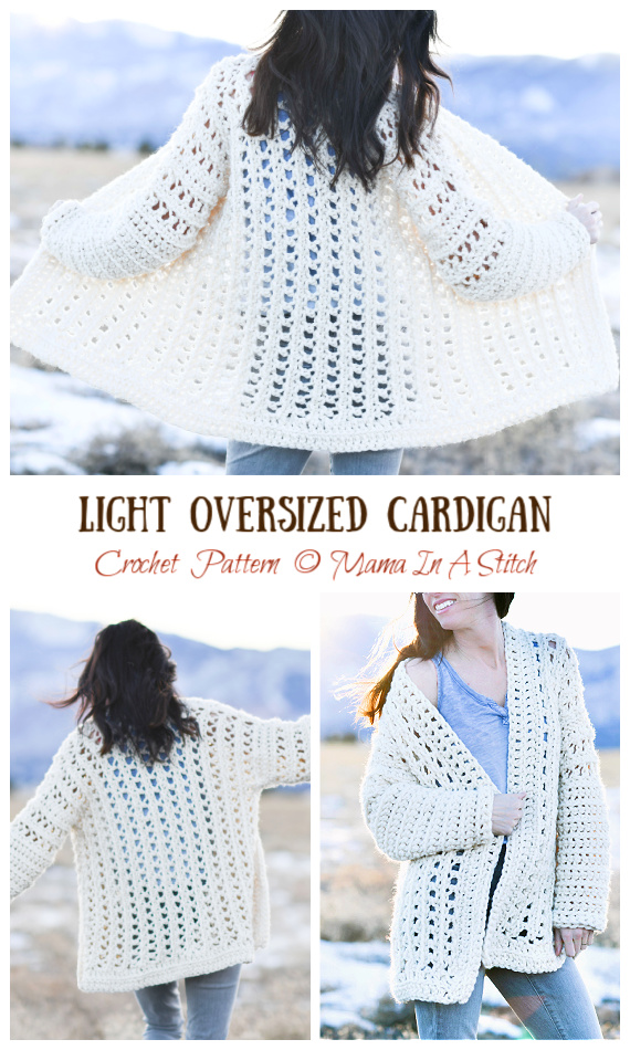 Light Oversized Cardigan Crochet Free Pattern - Lace #Cardigan;  #Crochet; Free Patterns