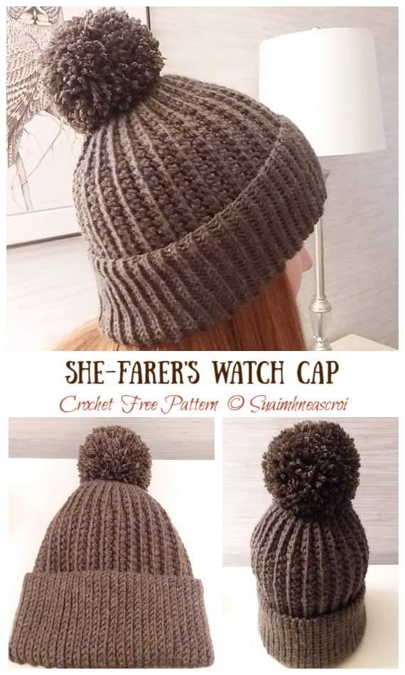Seafarer's Cap Hat Crochet Free Pattern - Adult Beanie #Hat; #Crochet; Free Patterns