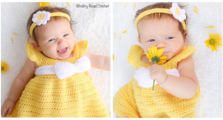 Simply Spring Baby Dress Crochet Free Pattern - Girl #Dress Free #Crochet Patterns