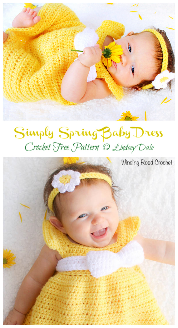 Simply Spring Baby Dress Crochet Free Pattern - Girl #Dress Free #Crochet Patterns