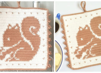 Squirrel Potholder Crochet Free Pattern - Hot Pad #Potholder; Free #Crochet; Pattern