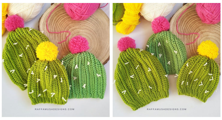 Cactus Beanie Hat Crochet Free Patterns - Kids #Beanie; Hat Free #Crochet; Patterns