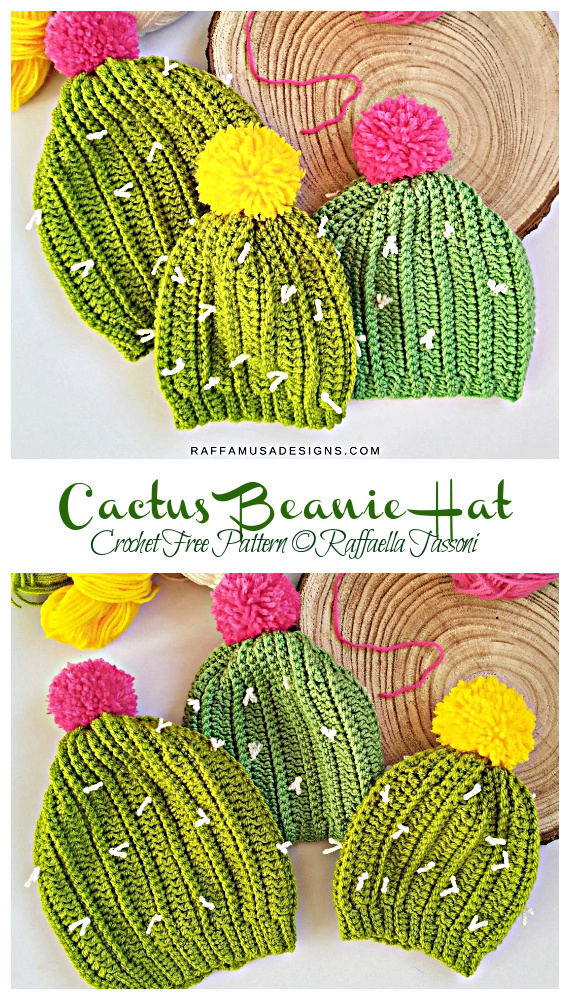Cactus Beanie Hat Crochet Free Patterns - Kids #Beanie; Hat Free #Crochet; Patterns 