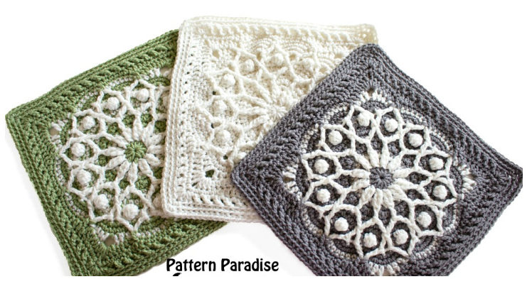Casablanca Square Crochet Free Pattern- Afghan #Block; Square Free #Crochet; Patterns