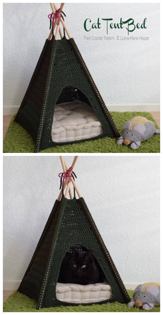 Cat Tent Bed Crochet Free Pattern - #Pet; Bed Free #Crochet; Patterns