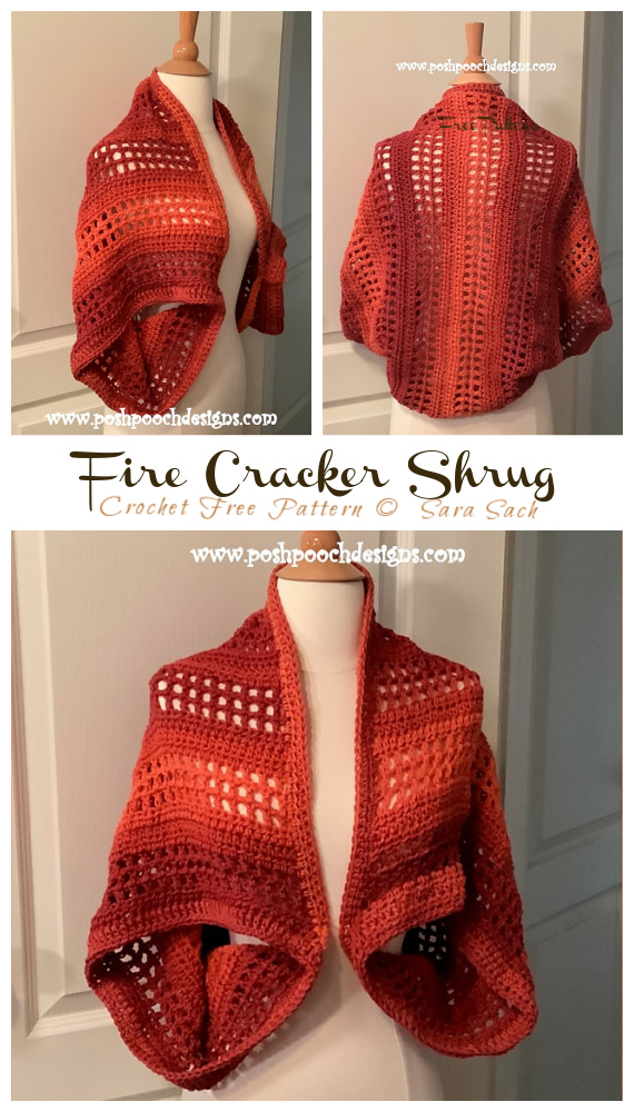 Fire Cracker Shrug Crochet Free Pattern - Women Sweater #Shrug; Free #Crochet; Patterns
