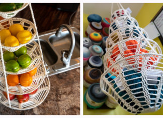 Tiered Hanging Baskets Crochet Free Pattern - Hanging #Basket; Free #Crochet; Patterns