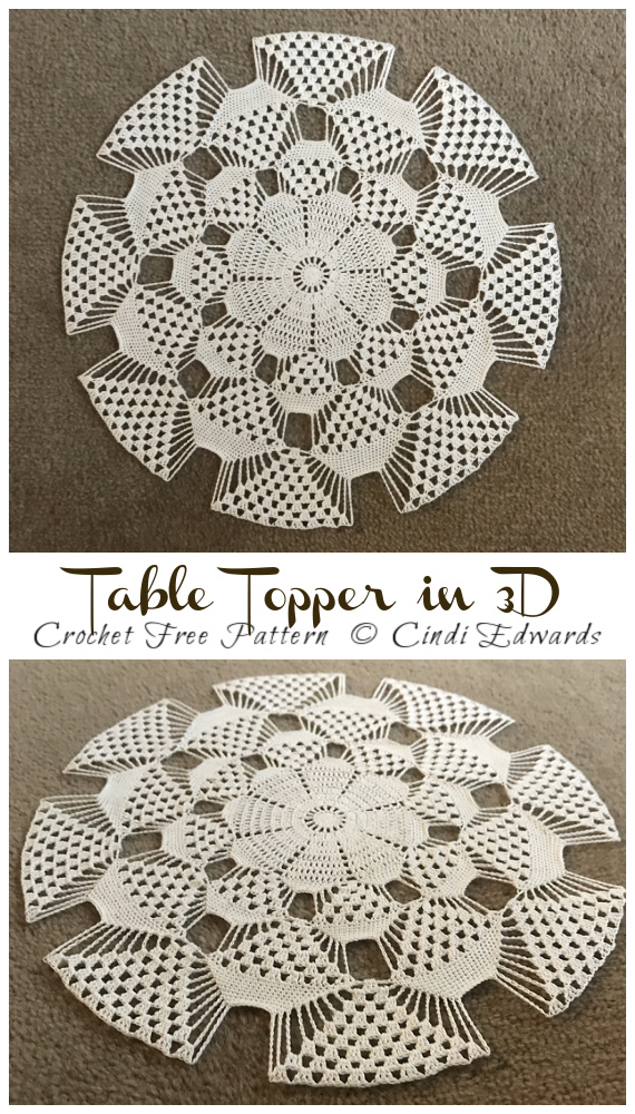 3D Doily Table Topper Crochet Free Pattern [Video] - Decorative #Doily; Free #Crochet; Patterns