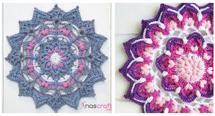 Puffy Mandala Coaster Crochet Free Patterns- Decorative #Doily; Free #Crochet; Patterns
