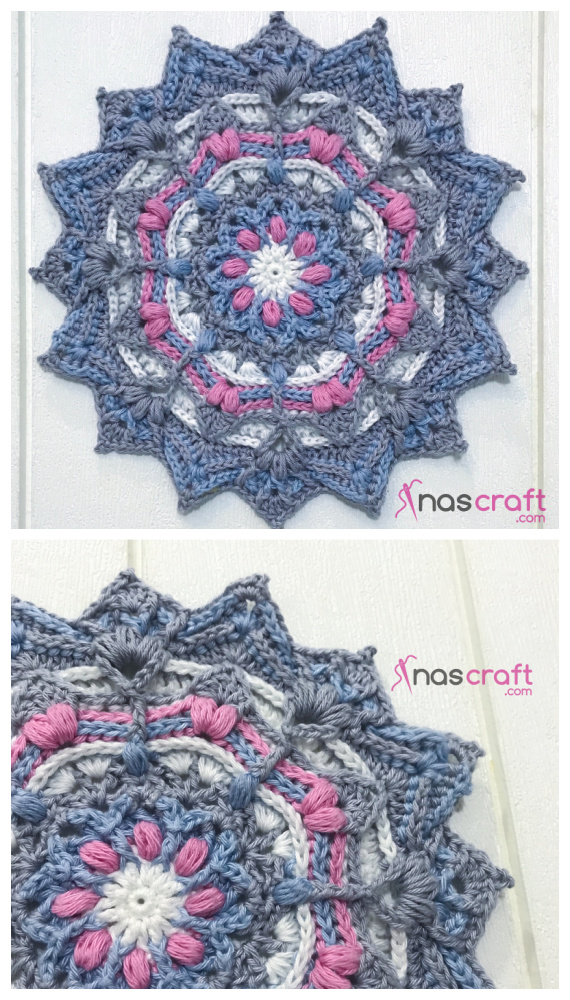 Mini Kirana Mandala Coaster Crochet Free Patterns- Decorative #Doily; Free #Crochet; Patterns
