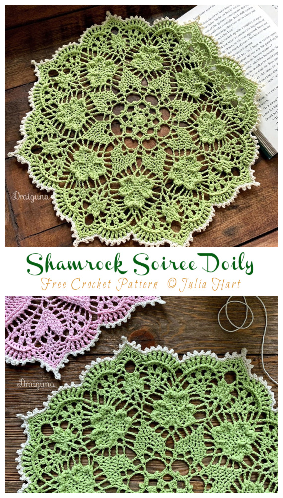 Shamrock Soiree Doily Crochet Free Pattern- Decorative #Doily; Free #Crochet; Patterns