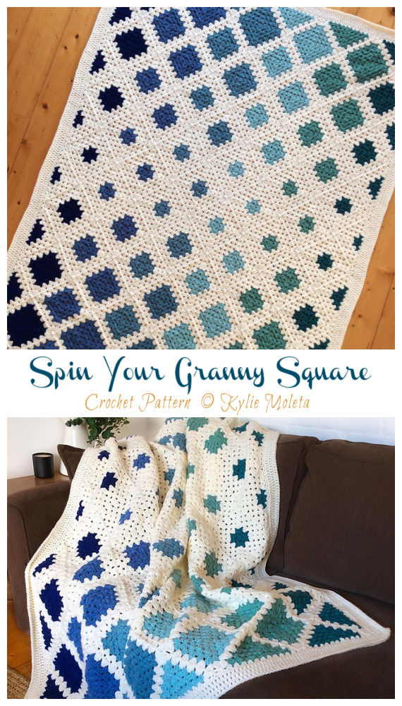 Spin Your Granny Square Blanket Crochet Pattern - #Granny; Square #Blanket; #Crochet; Patterns