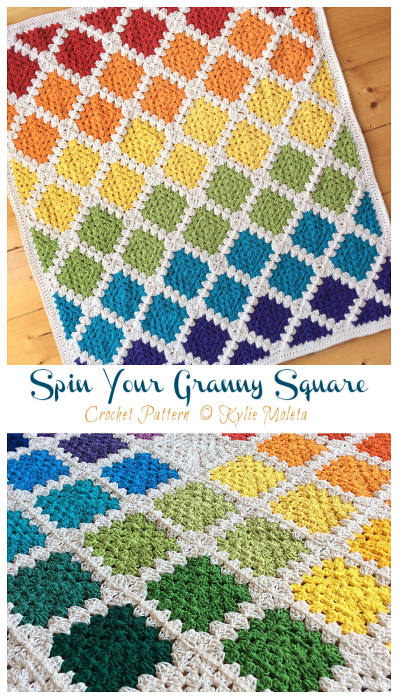 Spin Your Granny Square Blanket Crochet Pattern - #Granny; Square #Blanket; #Crochet; Patterns