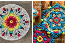 Tulip Flower Fancy Nancy Mandala Free Crochet Patterns - Decorative #Doily; Free #Crochet; Patterns