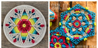 Tulip Flower Fancy Nancy Mandala Free Crochet Patterns - Decorative #Doily; Free #Crochet; Patterns