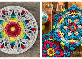 Tulip Flower Fancy Nancy Mandala Free Crochet Patterns - Decorative #Doily; Free #Crochet; Patterns