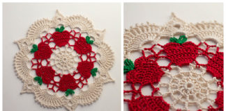 Apple Doily Crochet Free Pattern - Decorative #Doily; Free #Crochet; Patterns