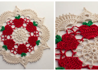 Apple Doily Crochet Free Pattern - Decorative #Doily; Free #Crochet; Patterns