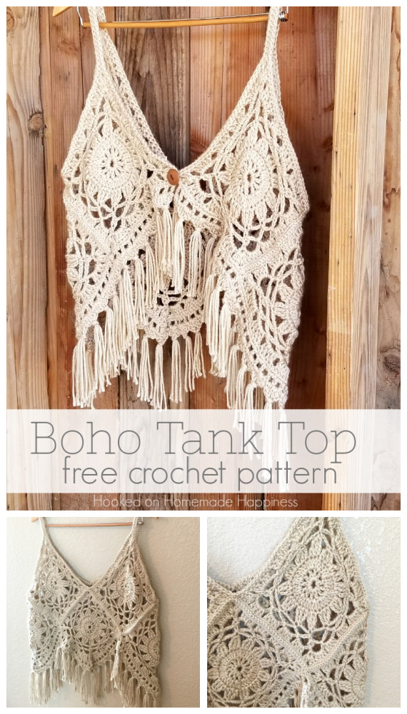 Boho Tank Top Crochet Free Pattern - Women Summer #Top Free #Crochet; Patterns