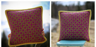 Mosaic Square Pillow Crochet Free Pattern - #Crochet; Decorative #Pillow; Free Patterns