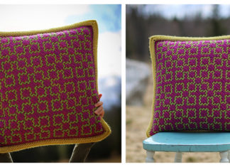 Mosaic Square Pillow Crochet Free Pattern - #Crochet; Decorative #Pillow; Free Patterns