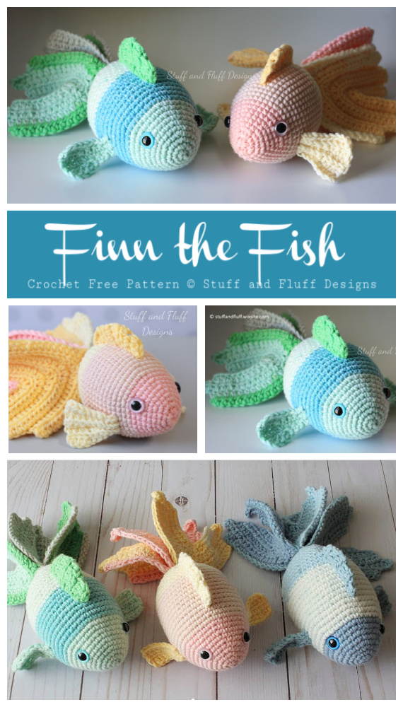 Amigurumi Finn the Fish Crochet Free Pattern - Crochet #SeaLife; Toys #Amigurumi; Free Patterns