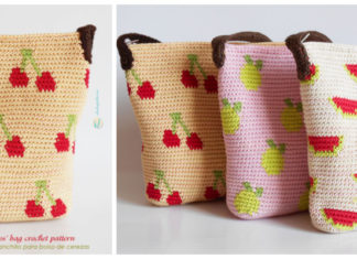 Tapestry Fruit Bag Crochet Free Pattern - Tote #Bag; Free #Crochet; Patterns