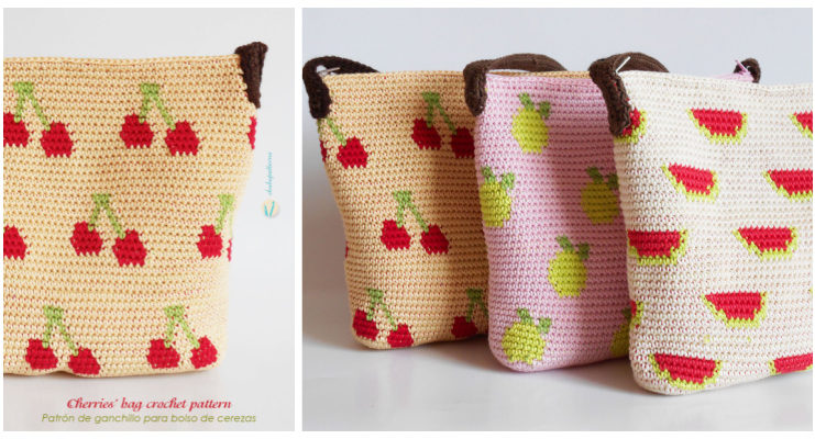 Tapestry Fruit Bag Crochet Free Pattern - Tote #Bag; Free #Crochet; Patterns