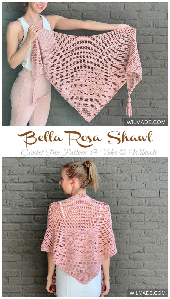 Bella Rosa Shawl Crochet Free Pattern [Video] - Trendy Women #Shawl; #Crochet; Patterns