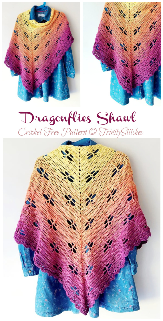 Dragonflies Shawl Crochet Free Pattern - Trendy Women #Shawl; #Crochet; Patterns