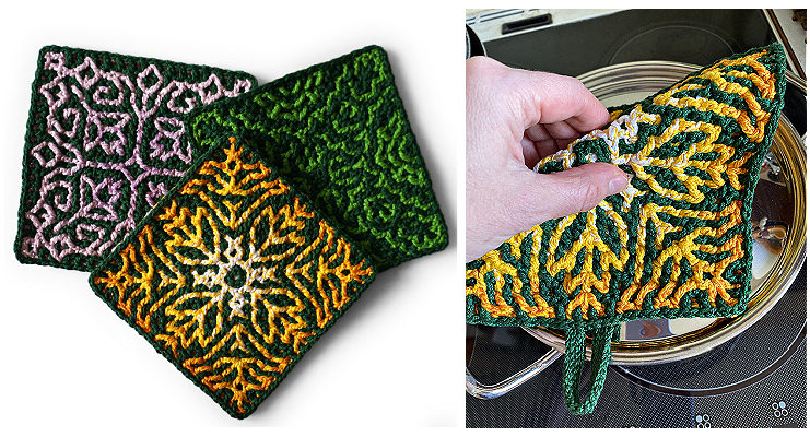 Mosaic Potholder Crochet Free Pattern