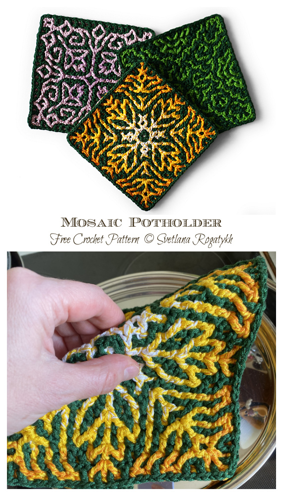 Mosaic Potholder Crochet Free Pattern