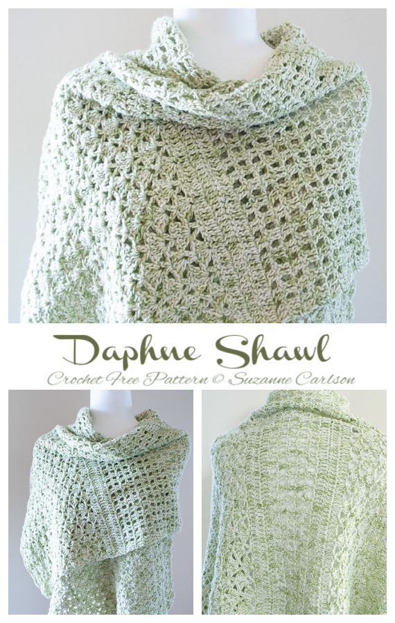 Daphne Shawl Crochet Free Pattern - Women Lace #Shawl; Free #Crochet; Patterns