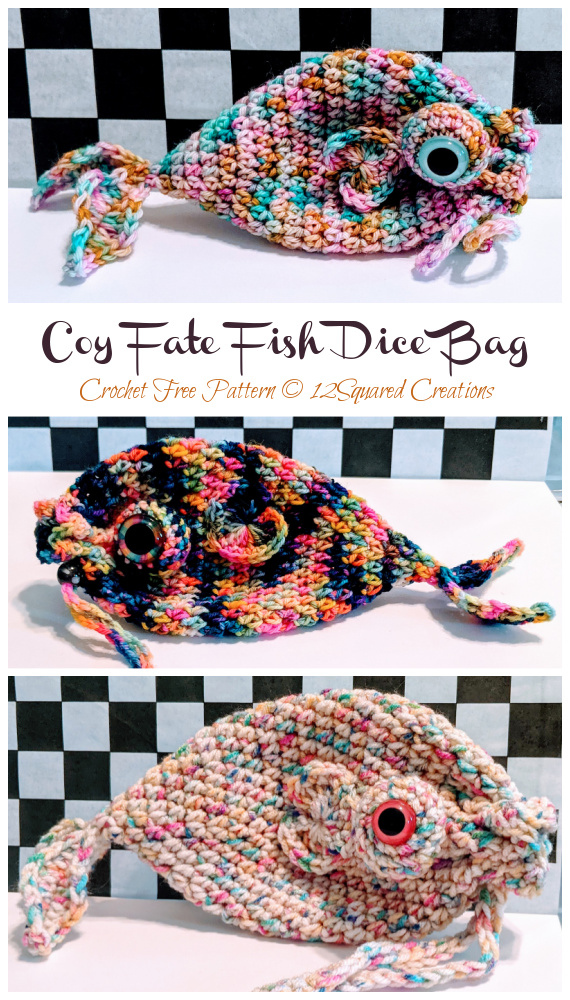 Coy Fate Fish Dice Bag Crochet Free Patterns - Drawstring Bag Free #Crochet; Patterns