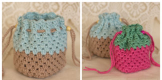 Granny Stitch Drawstring Bag Crochet Free Patterns- Drawstring Bag Free #Crochet; Patterns