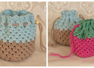 Granny Stitch Drawstring Bag Crochet Free Patterns- Drawstring Bag Free #Crochet; Patterns