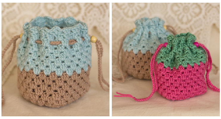 Granny Stitch Drawstring Bag Crochet Free Patterns- Drawstring Bag Free #Crochet; Patterns
